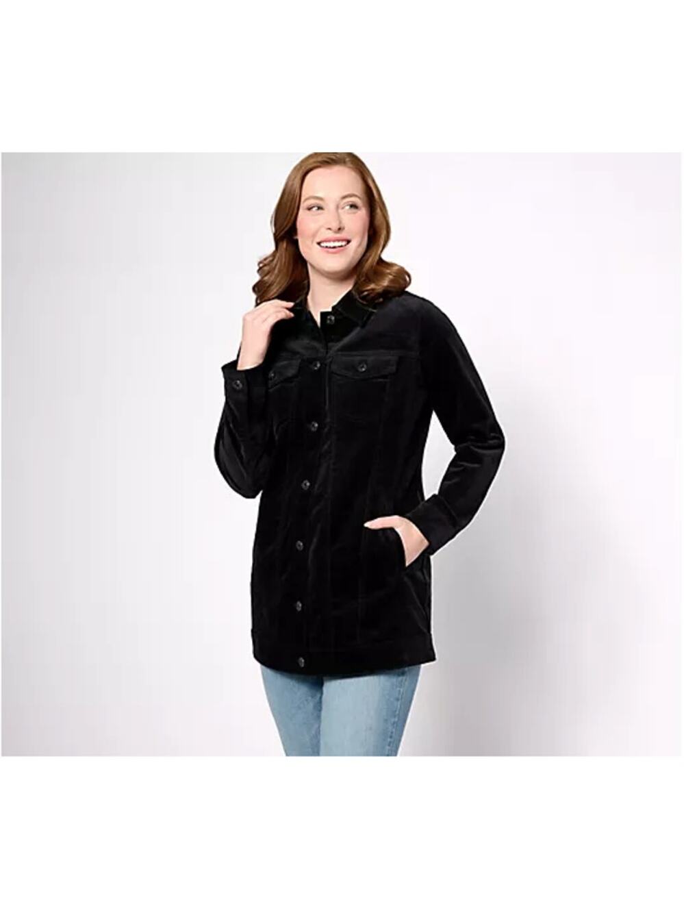NWT Denim & Co Velveteen Jacket Womens Medium Stretch Capsule Staple Fall Layer